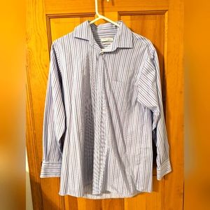 Joseph Abboud Men's Button Down Shirt, Blue with Stripes, Size 15 1/2 32/33